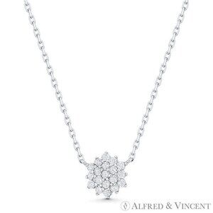 Cubic Zirconia CZ Crystal Cluster Pendant in .925 Sterling Silver
